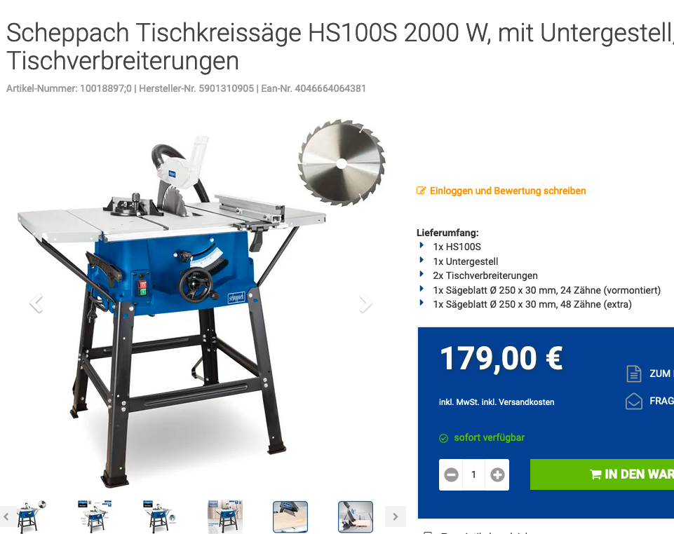 Profi Tischkreissäge mit Schiebeschlitten